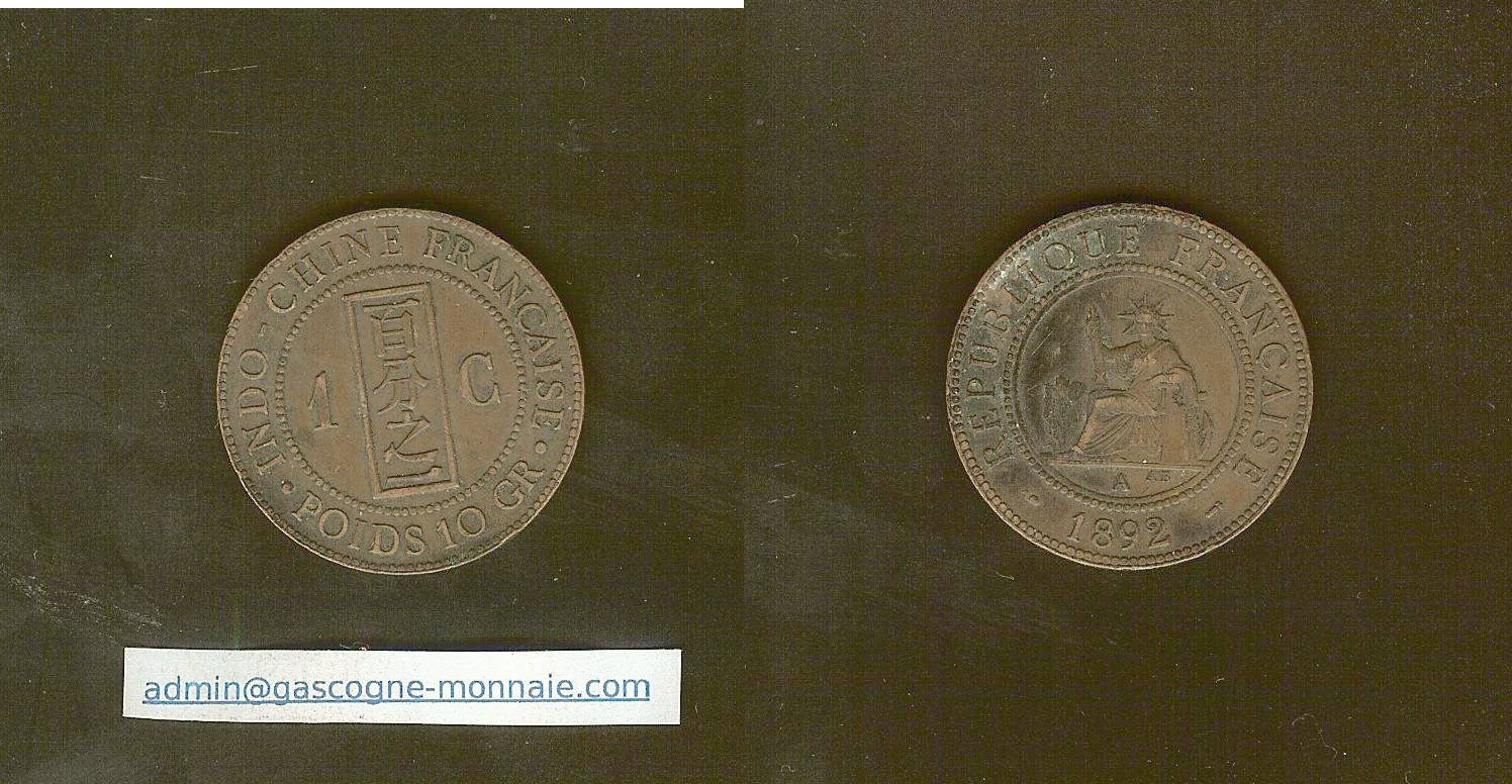 French Indochina 1 centime 1892 EF